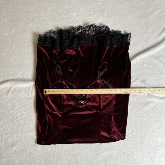 Cosmic Aura Hot Topic Womens Slip Dress Sz S Burgundy Velvet Whimsigoth Y2K NWTS - Picture 7 of 8